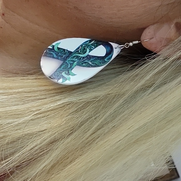 MENTAL HEALTH AWARENESS WOOD DROP EARRINGS - Picture 3 of 7